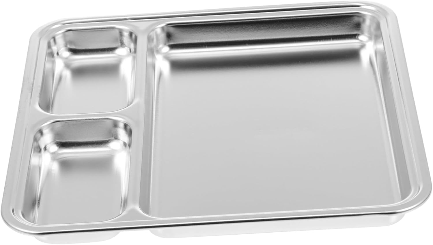 Stainless Steel 4-Compartment Square Dinner Plate · Divided Food Tray