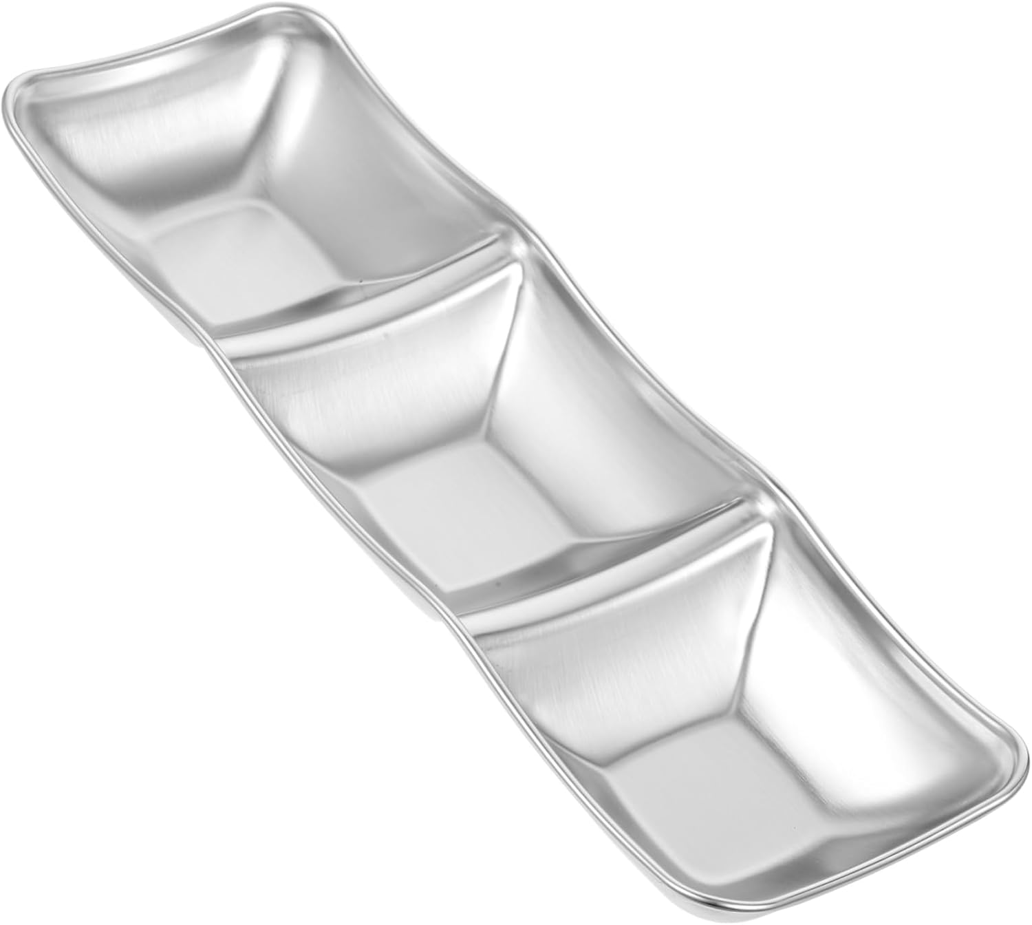 Stainless Steel 3-Compartment Sauce Dish · Rectangular Divided Condiment Tray