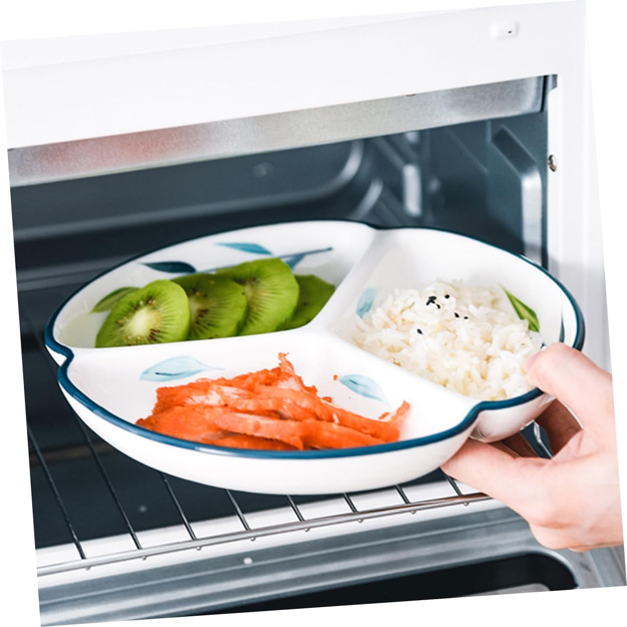 Ceramic 3-Compartment Round Divided Plate – Decorative Condiment Dish, Snack and Fruit Serving Tray