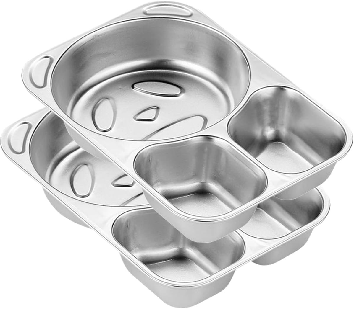 Stainless Steel 3-Compartment Food Tray – Divided Dinner Plate for Kids, School, Canteen, and Outdoor Use 20.7×14.6cm