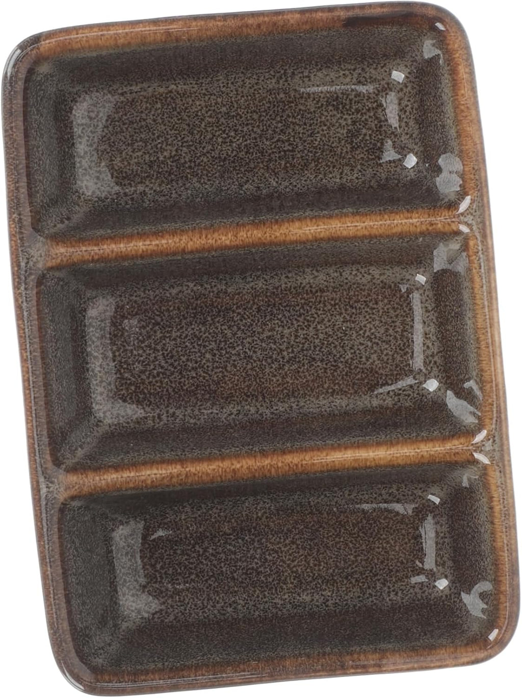 Ceramic 3-Compartment Sauce Dish – Rectangular Divided Condiment Plate for Dips, Appetizers, and Snacks