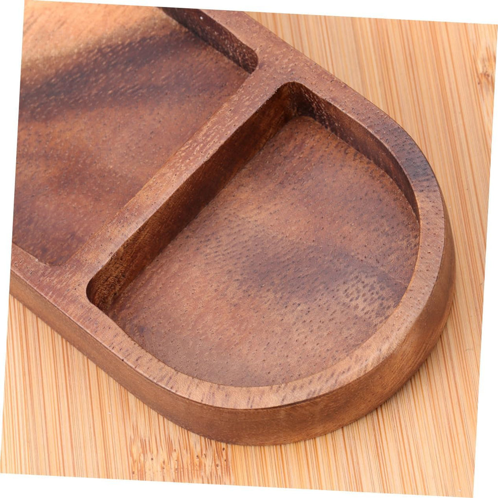 Wooden 3-Compartment Serving Tray – Rectangular Snack Plate, Divided Condiment and Appetizer Dish 20.5×7.5cm