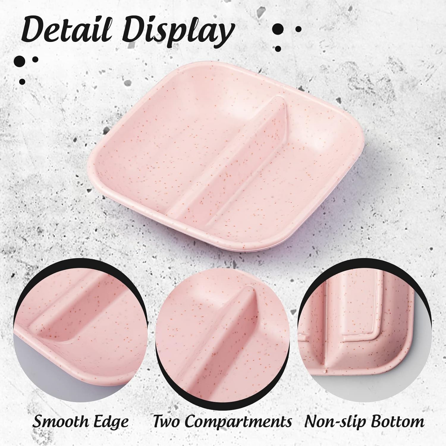 Colorful Divided Plates · Square 2-Compartment Design · 8 Pcs Set · Compact & Multi-Purpose