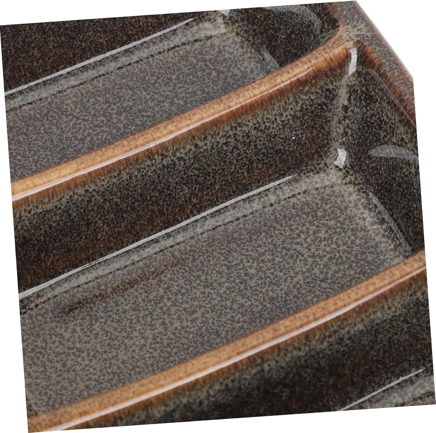 Ceramic 3-Compartment Sauce Dish – Rectangular Divided Condiment Plate for Dips, Appetizers, and Snacks